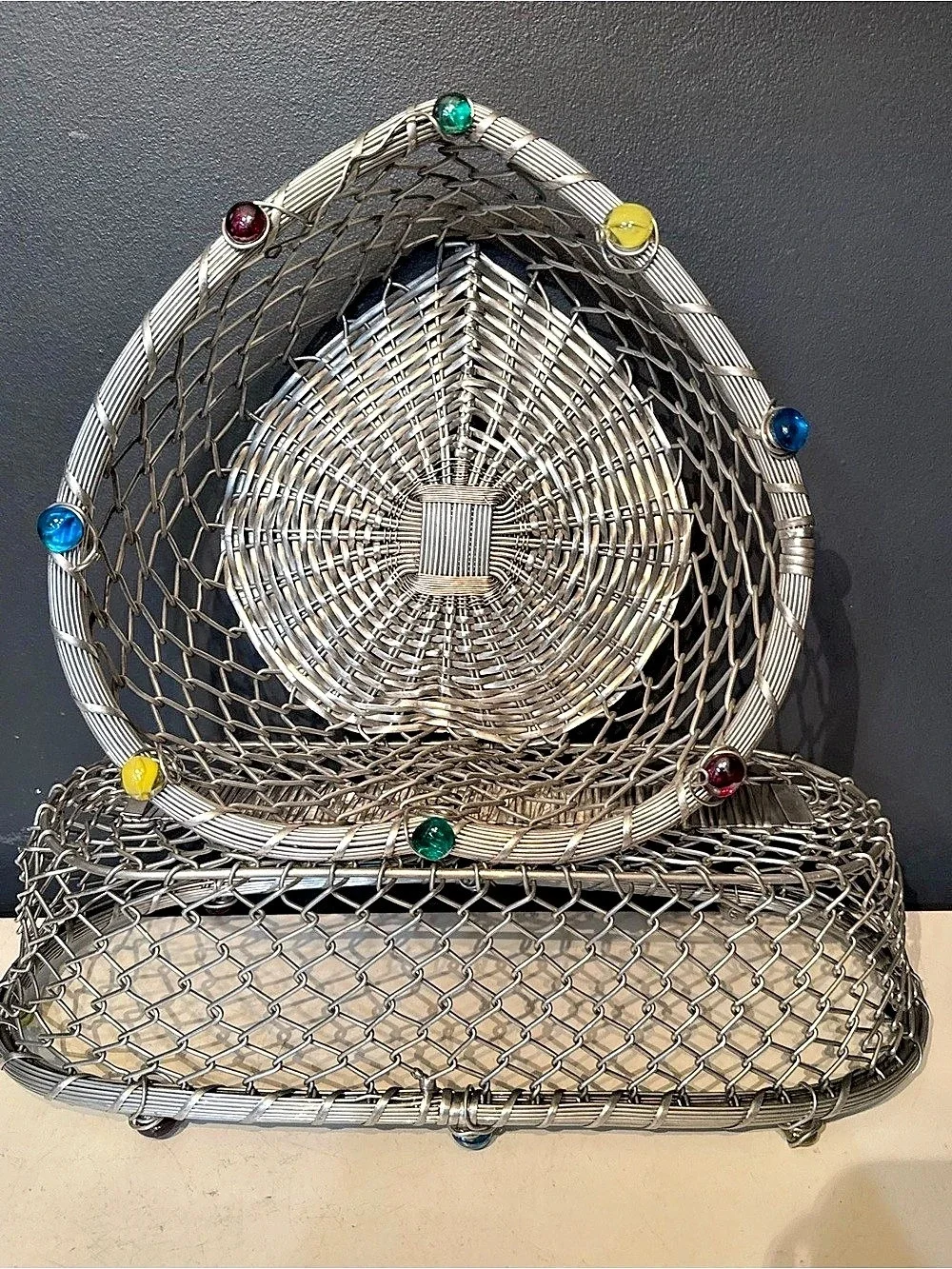 Dary Rees Original Wire Basket Set in Silver & Blue